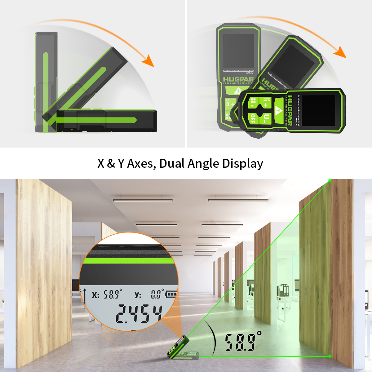 Huepar Laser Rangefinder Digit - مراجعة Industrial Laser Tape Measure وسعره